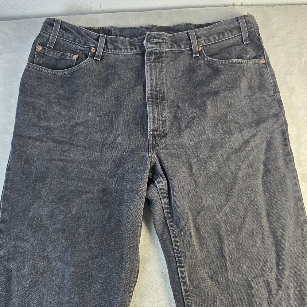 VTG Levis 550 Jeans Men FITS 40x32 Black MADE USA Denim Relaxed Fit Grunge - Picture 3 of 10